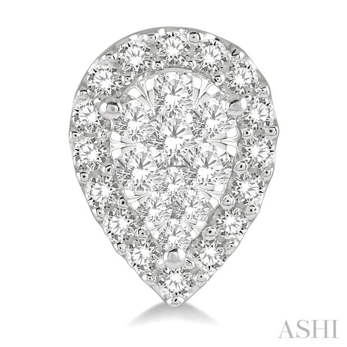 1/2 Ctw Pear Shape Shine Bright Diamond Stud Earrings in 14K White Gold