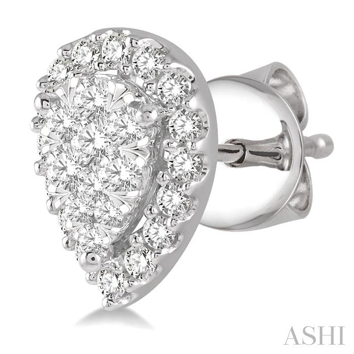 1/2 Ctw Pear Shape Shine Bright Diamond Stud Earrings in 14K White Gold