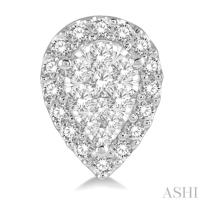 1/2 Ctw Pear Shape Shine Bright Diamond Stud Earrings in 14K White Gold