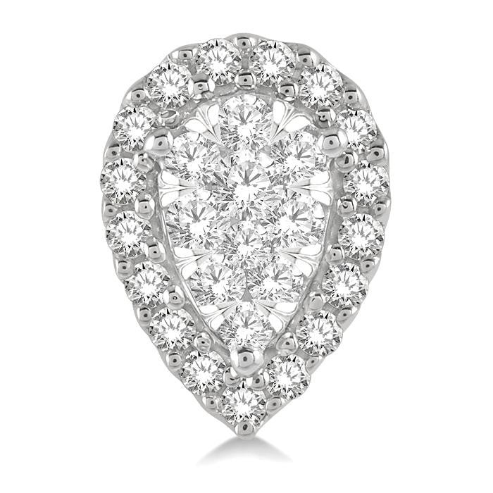 1/3 Ctw Pear Shape Shine Bright Diamond Stud Earrings in 14K White Gold