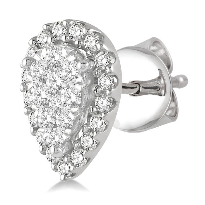 1/3 Ctw Pear Shape Shine Bright Diamond Stud Earrings in 14K White Gold