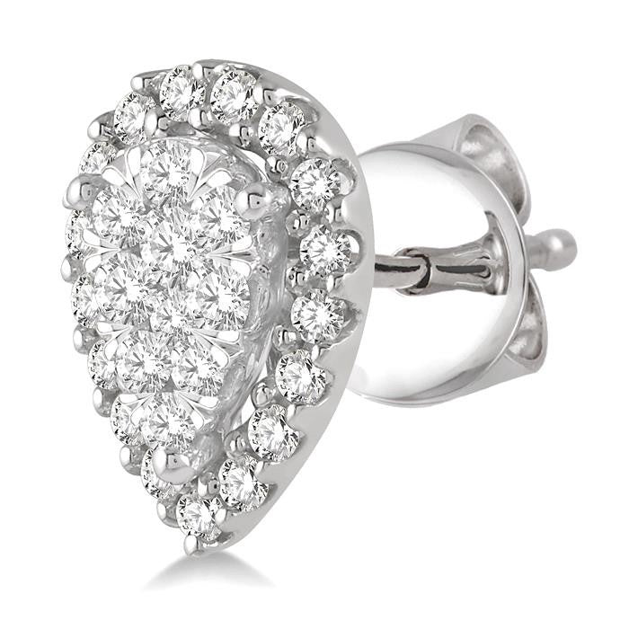 1/3 Ctw Pear Shape Shine Bright Diamond Stud Earrings in 14K White Gold