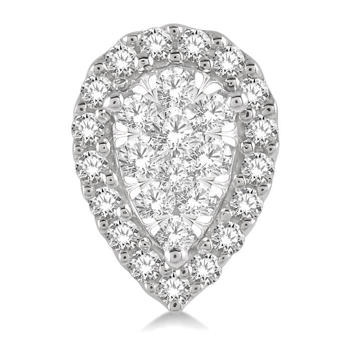 1/3 Ctw Pear Shape Shine Bright Diamond Stud Earrings in 14K White Gold