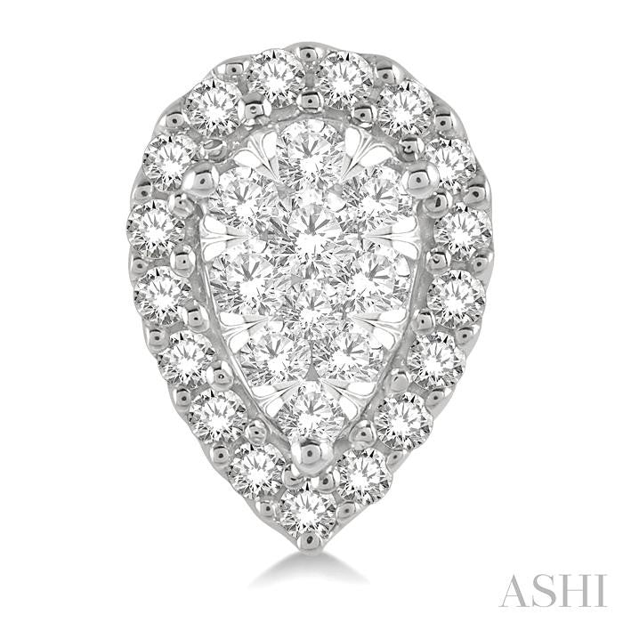 1/3 Ctw Pear Shape Shine Bright Diamond Stud Earrings in 14K White Gold
