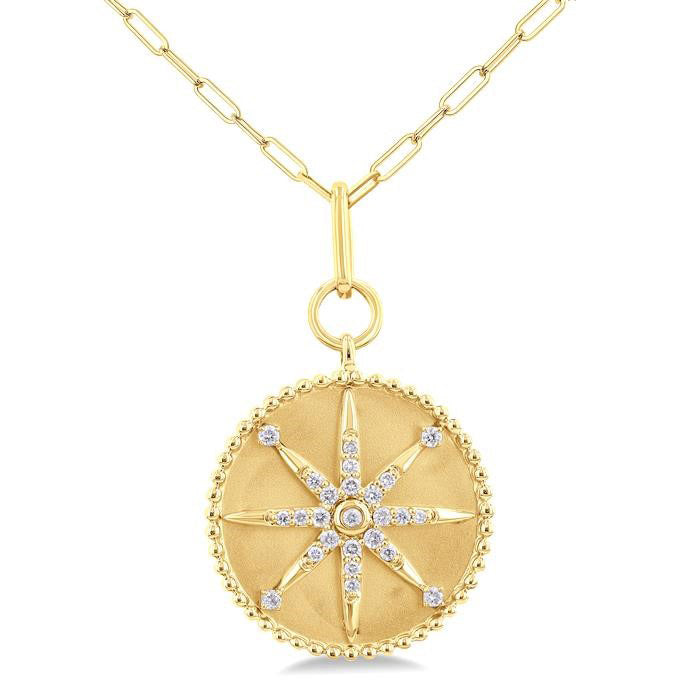 Circle Paperclip Medallion Diamond Fashion Pendant