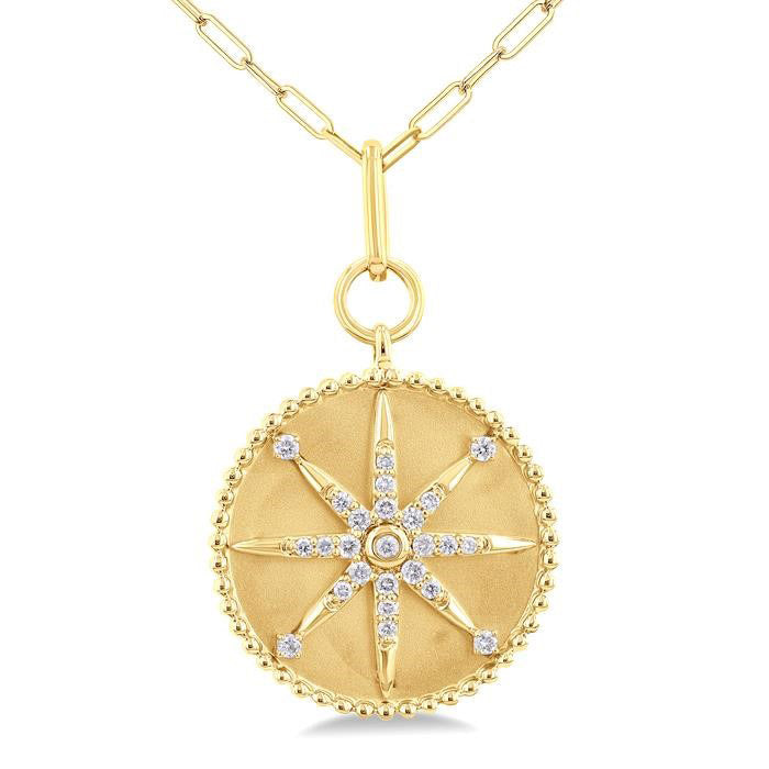 Circle Paperclip Medallion Diamond Fashion Pendant