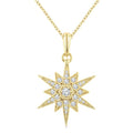 1/4 Ctw Round Cut Diamond Star Pendant With Chain in 10K Yellow Gold