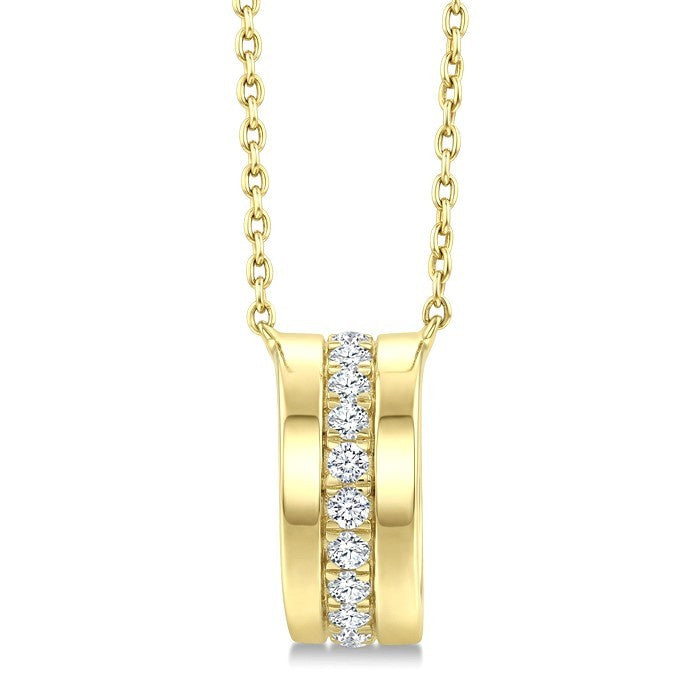 1/5 Ctw Round Cut Golden Glow Diamond Rondelle  Bold Fashion Pendant With Chain in 10K Yellow Gold