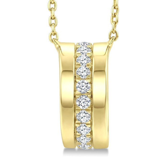 1/5 Ctw Round Cut Golden Glow Diamond Rondelle  Bold Fashion Pendant With Chain in 10K Yellow Gold