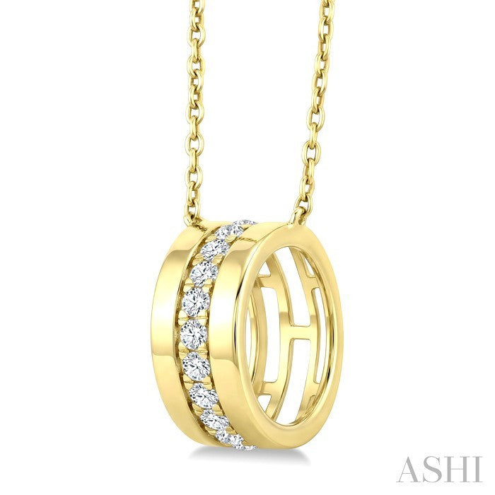 1/5 Ctw Round Cut Golden Glow Diamond Rondelle  Bold Fashion Pendant With Chain in 10K Yellow Gold