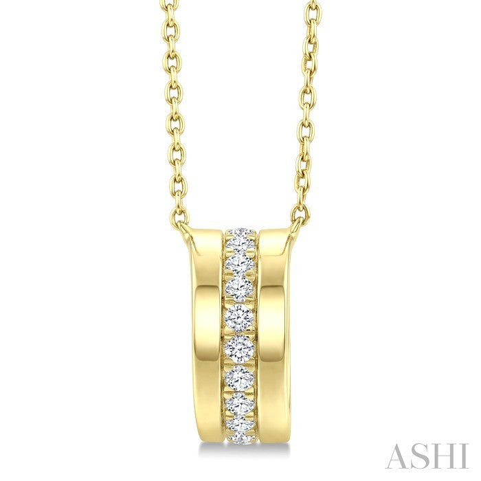 1/5 Ctw Round Cut Golden Glow Diamond Rondelle  Bold Fashion Pendant With Chain in 10K Yellow Gold