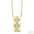 1/5 Ctw Round Cut Golden Glow Diamond Rondelle  Bold Fashion Pendant With Chain in 10K Yellow Gold