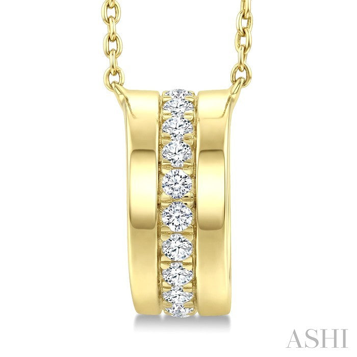 1/5 Ctw Round Cut Golden Glow Diamond Rondelle  Bold Fashion Pendant With Chain in 10K Yellow Gold