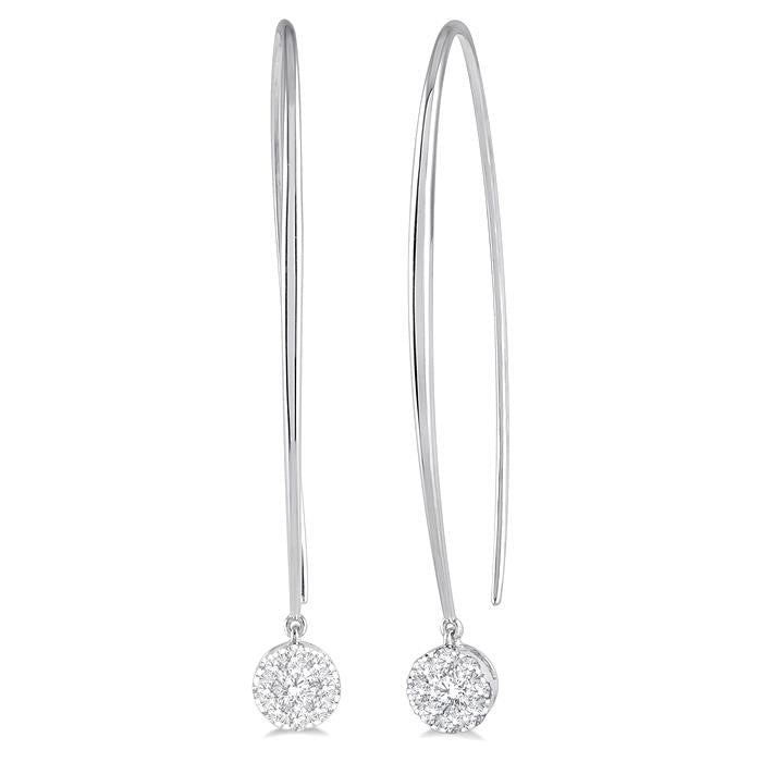 1/2 Ctw Round Dangler Shine Bright Diamond Earrings in 14K White Gold