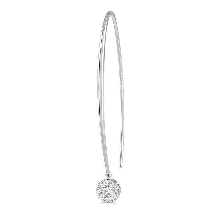 1/2 Ctw Round Dangler Shine Bright Diamond Earrings in 14K White Gold