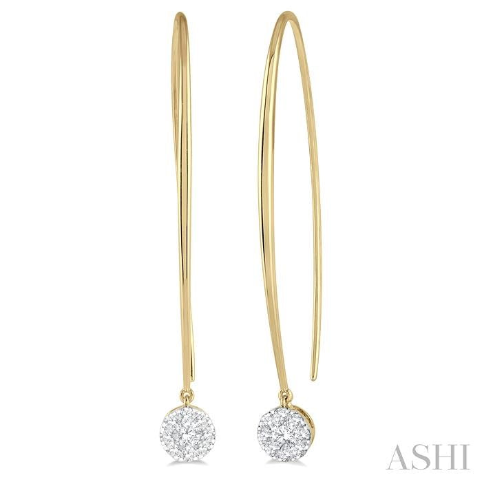 1/2 Ctw Round Dangler Shine Bright Diamond Earrings in 14K Yellow and White Gold