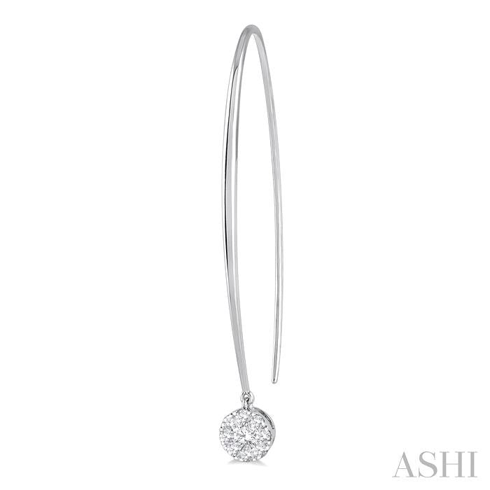 1/2 Ctw Round Dangler Shine Bright Diamond Earrings in 14K White Gold