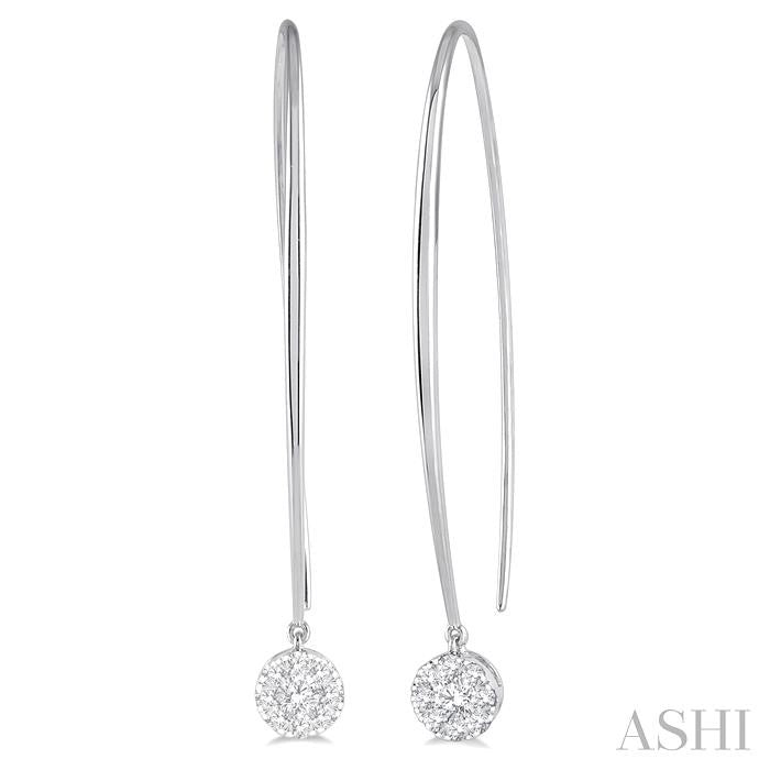 1/2 Ctw Round Dangler Shine Bright Diamond Earrings in 14K White Gold