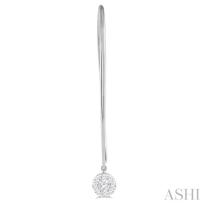 1/2 Ctw Round Dangler Shine Bright Diamond Earrings in 14K White Gold