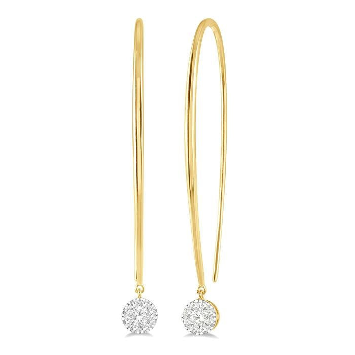 1/3 Ctw Round Dangler Shine Bright Diamond Earrings in 14K Yellow and White Gold