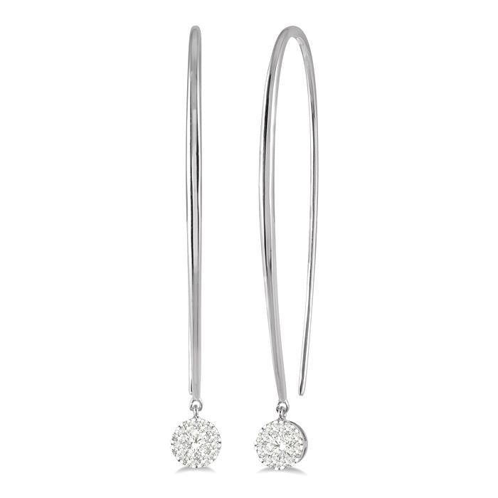 1/3 Ctw Round Dangler Shine Bright Diamond Earrings in 14K White Gold
