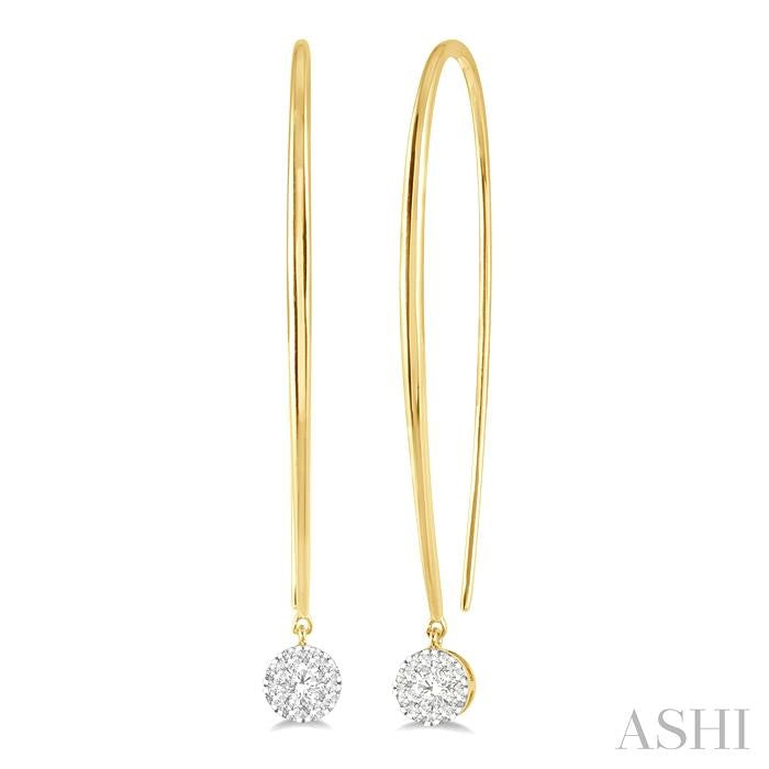 1/3 Ctw Round Dangler Shine Bright Diamond Earrings in 14K Yellow and White Gold