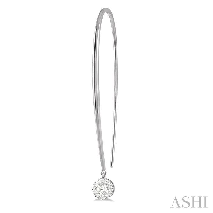 1/3 Ctw Round Dangler Shine Bright Diamond Earrings in 14K White Gold