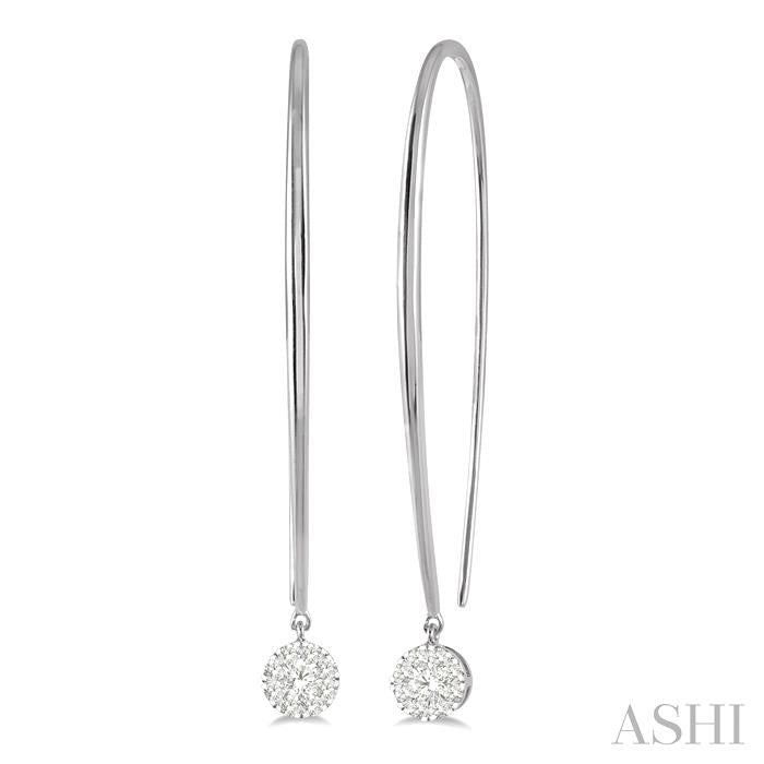 1/3 Ctw Round Dangler Shine Bright Diamond Earrings in 14K White Gold