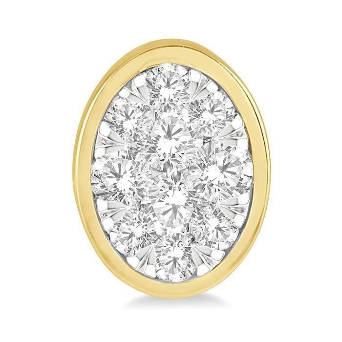 1/2 Ctw Oval Shape Shine Bright Round Cut Diamond Bezel Stud Earrings in 14K Yellow and White Gold