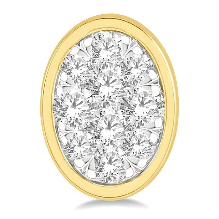 1/3 Ctw Oval Shape Shine Bright Round Cut Diamond Bezel Stud Earrings in 14K Yellow and White Gold