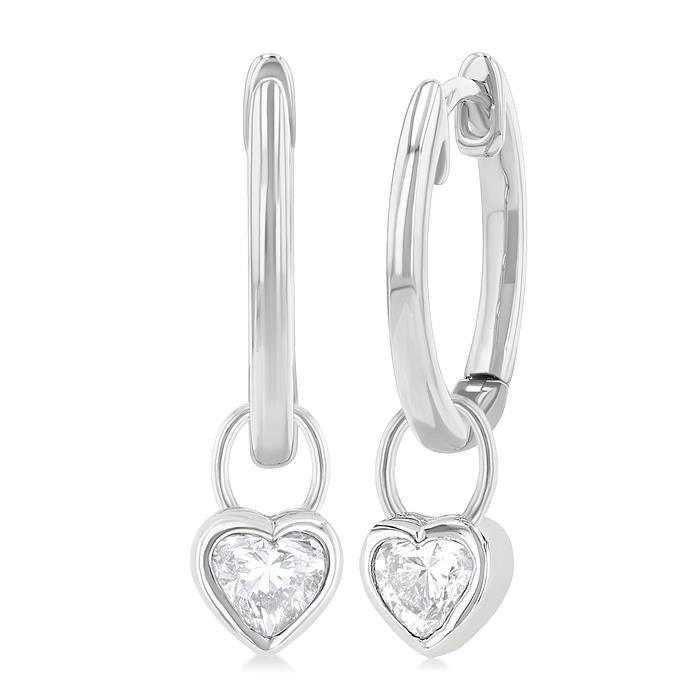 Heart Shape Bezel Set Diamond Huggie Fashion Earrings