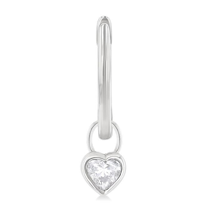 Heart Shape Bezel Set Diamond Huggie Fashion Earrings