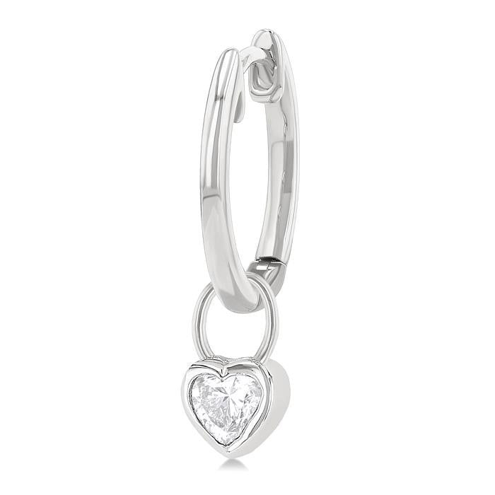 Heart Shape Bezel Set Diamond Huggie Fashion Earrings