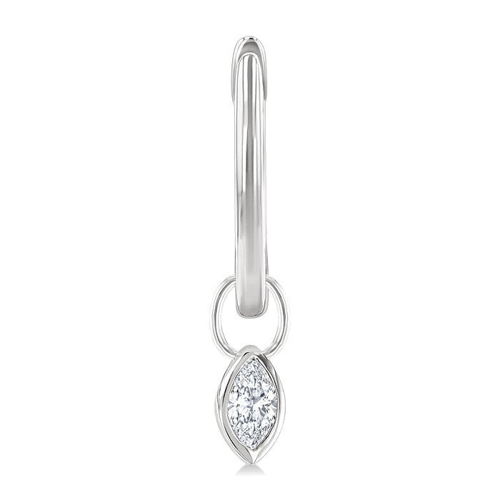 1/3 Ctw Bezel Set Marquise Cut Diamond Huggie Earrings in 14K White Gold