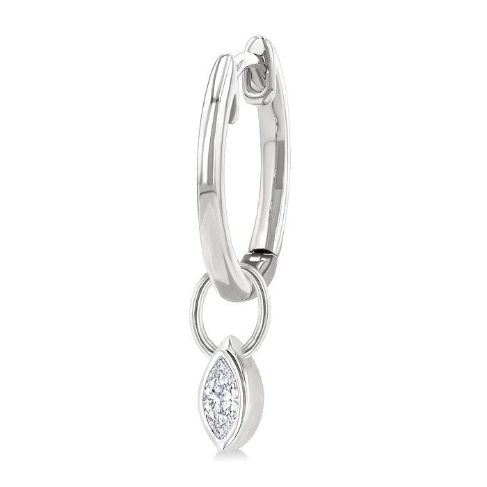 1/3 Ctw Bezel Set Marquise Cut Diamond Huggie Earrings in 14K White Gold