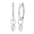 Marquise Shape Bezel Set Diamond Huggie Fashion Earrings