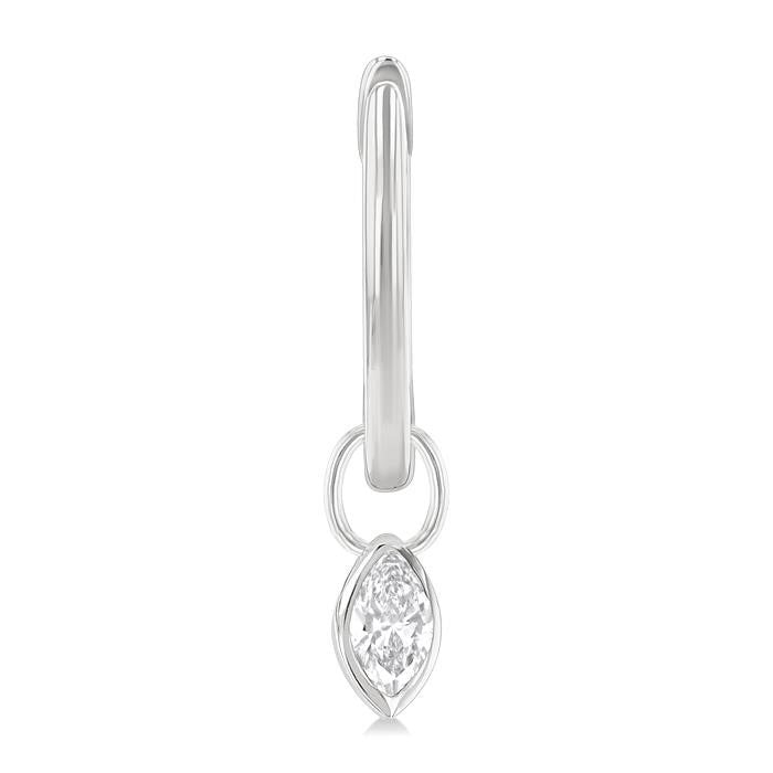 Marquise Shape Bezel Set Diamond Huggie Fashion Earrings