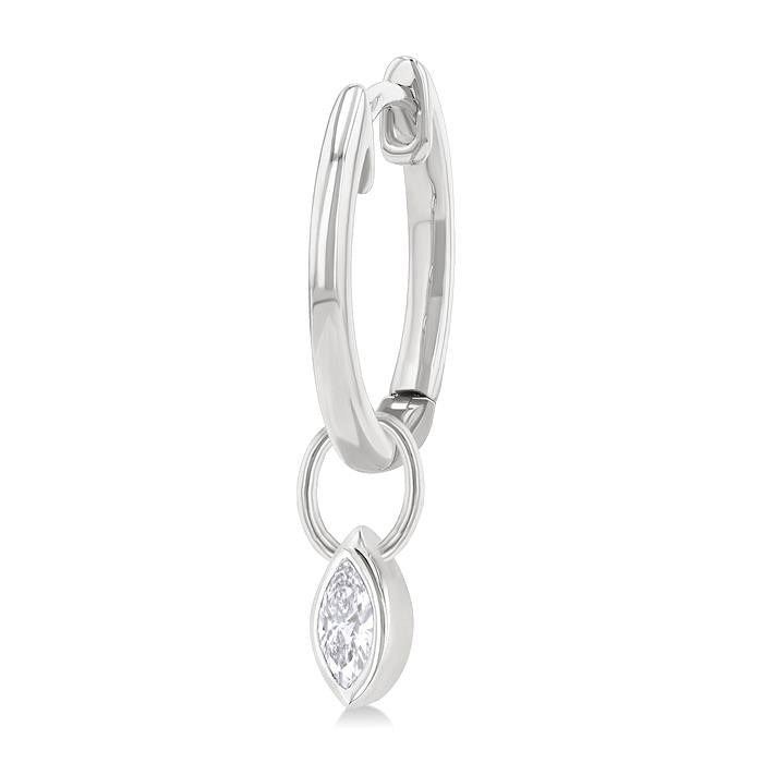 Marquise Shape Bezel Set Diamond Huggie Fashion Earrings