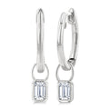 1/3 Ctw Bezel Set Emerald Cut Diamond Huggie Earrings in 14K White Gold