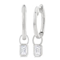 Emerald Shape Bezel Set Diamond Huggie Fashion Earrings