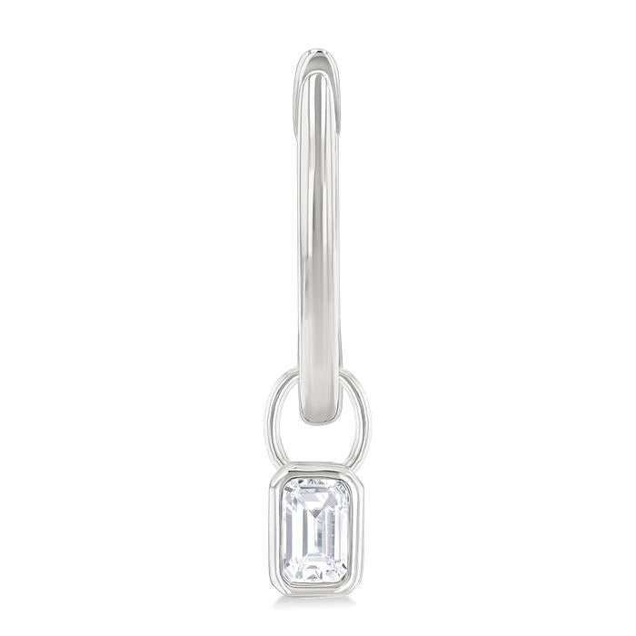 Emerald Shape Bezel Set Diamond Huggie Fashion Earrings