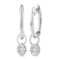 1/3 Ctw Bezel Set Oval Cut Diamond Huggie Earrings in 14K White Gold