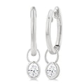 Oval Shape Bezel Set Diamond Huggie Fashion Earrings