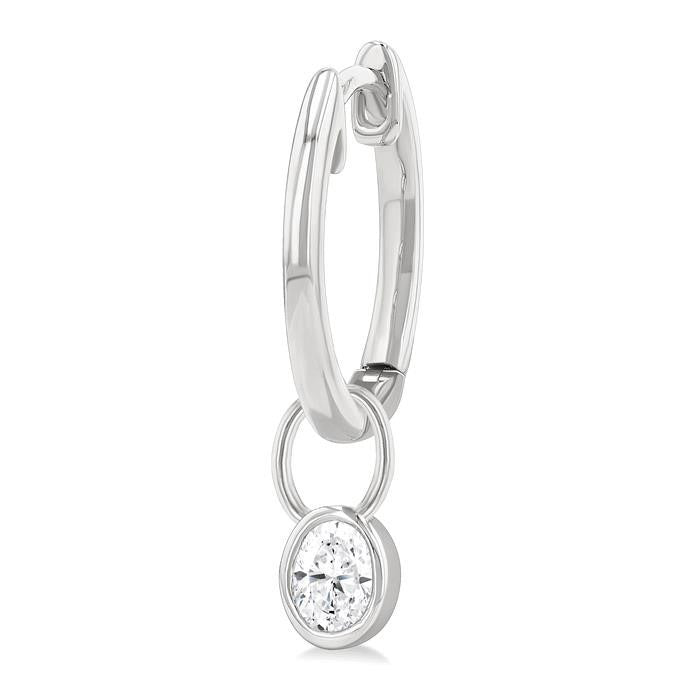 Oval Shape Bezel Set Diamond Huggie Fashion Earrings