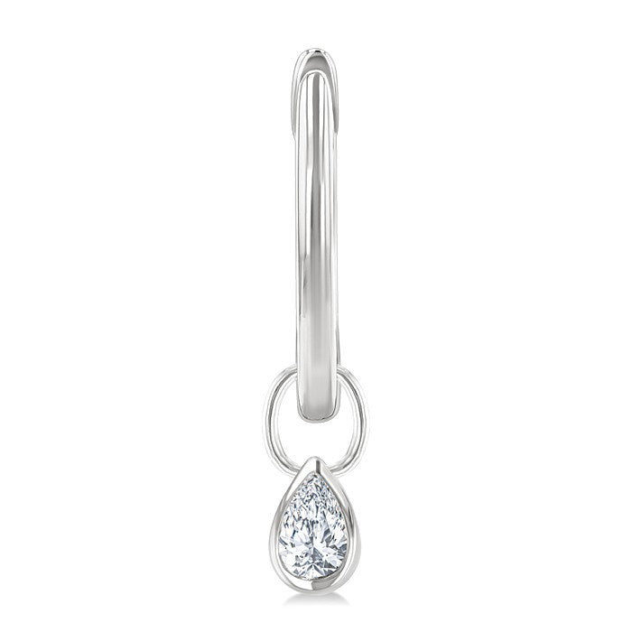 1/3 Ctw Bezel Set Pear Cut Diamond Huggie Earrings in 14K White Gold