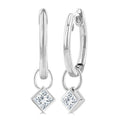 1/3 Ctw Bezel Set Princess Cut Diamond Huggie Earrings in 14K White Gold