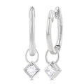 Princess Shape Bezel Set Diamond Huggie Fashion Earrings