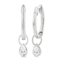 Pear Shape Bezel Set Diamond Huggie Fashion Earrings