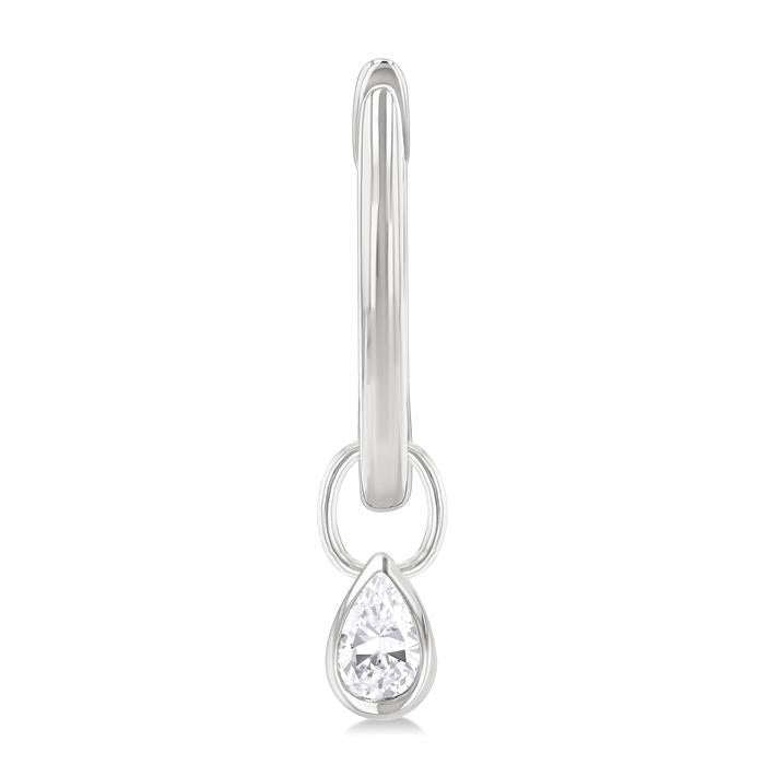 Pear Shape Bezel Set Diamond Huggie Fashion Earrings