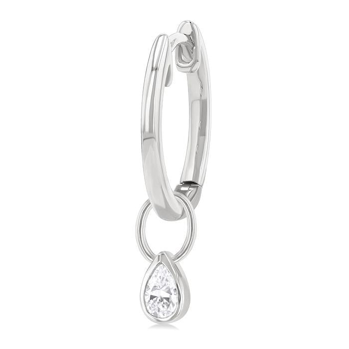 Pear Shape Bezel Set Diamond Huggie Fashion Earrings